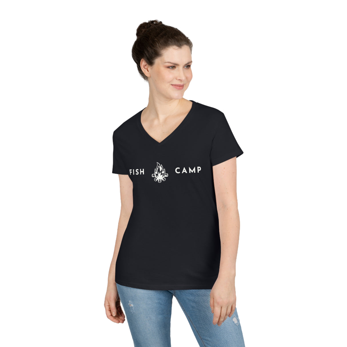 Campfire - Fish Camp- Ladies' V-Neck T-Shirt