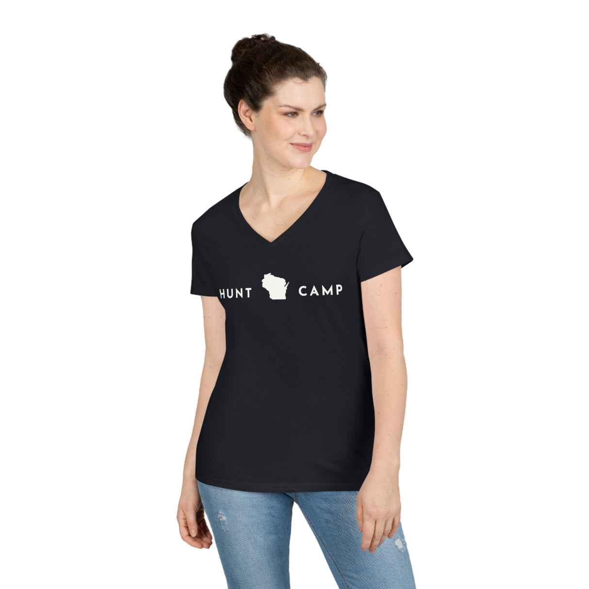 Wisconsin Hunt Camp - Ladies' V-Neck T-Shirt