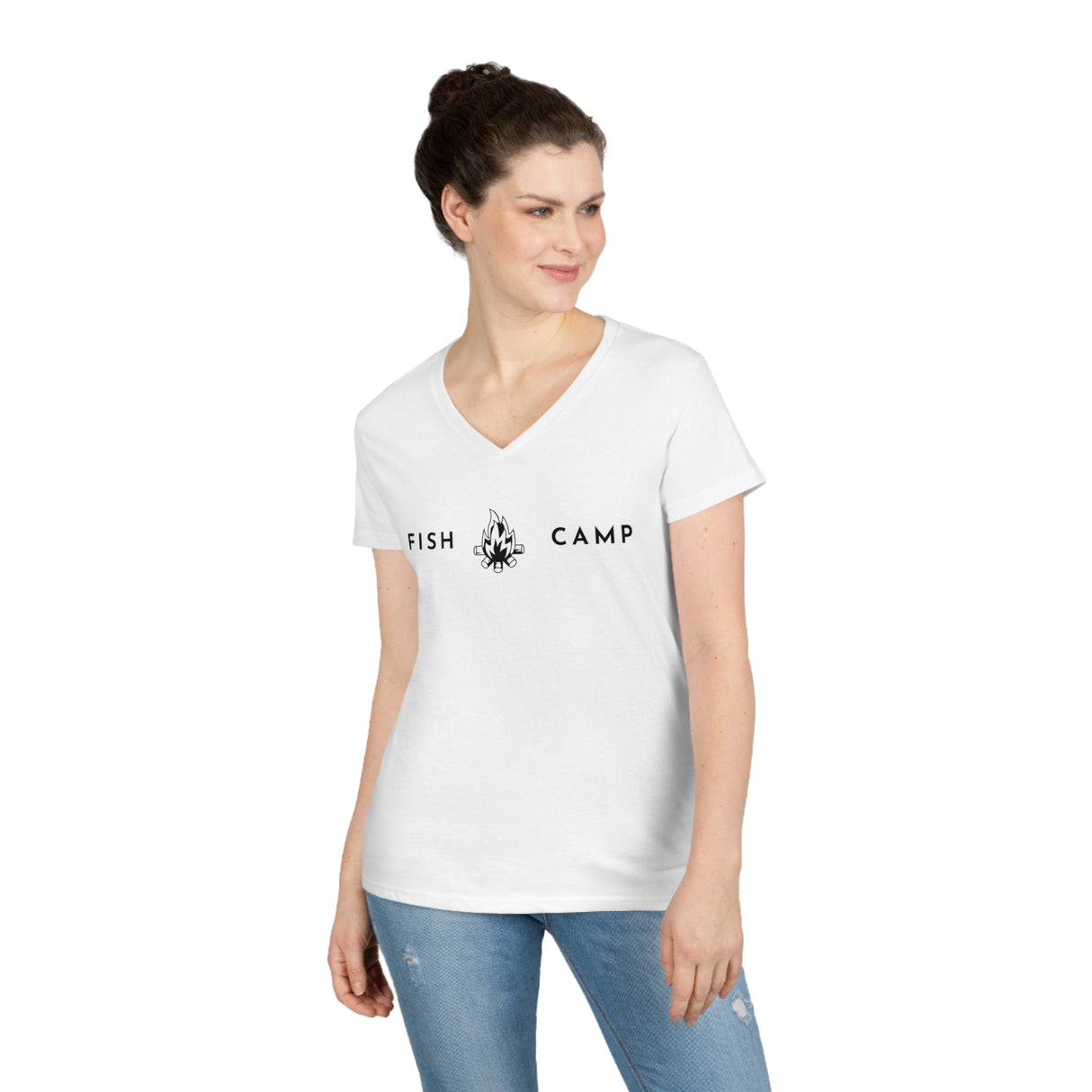 Campfire - Fish Camp- Ladies' V-Neck T-Shirt