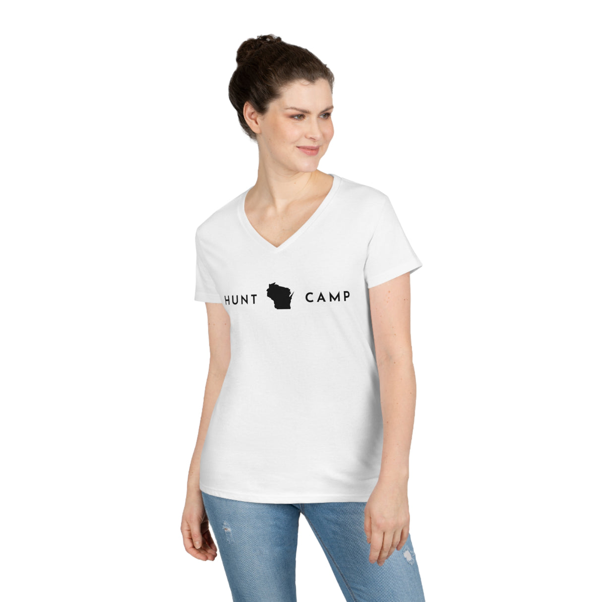 Wisconsin Hunt Camp - Ladies' V-Neck T-Shirt